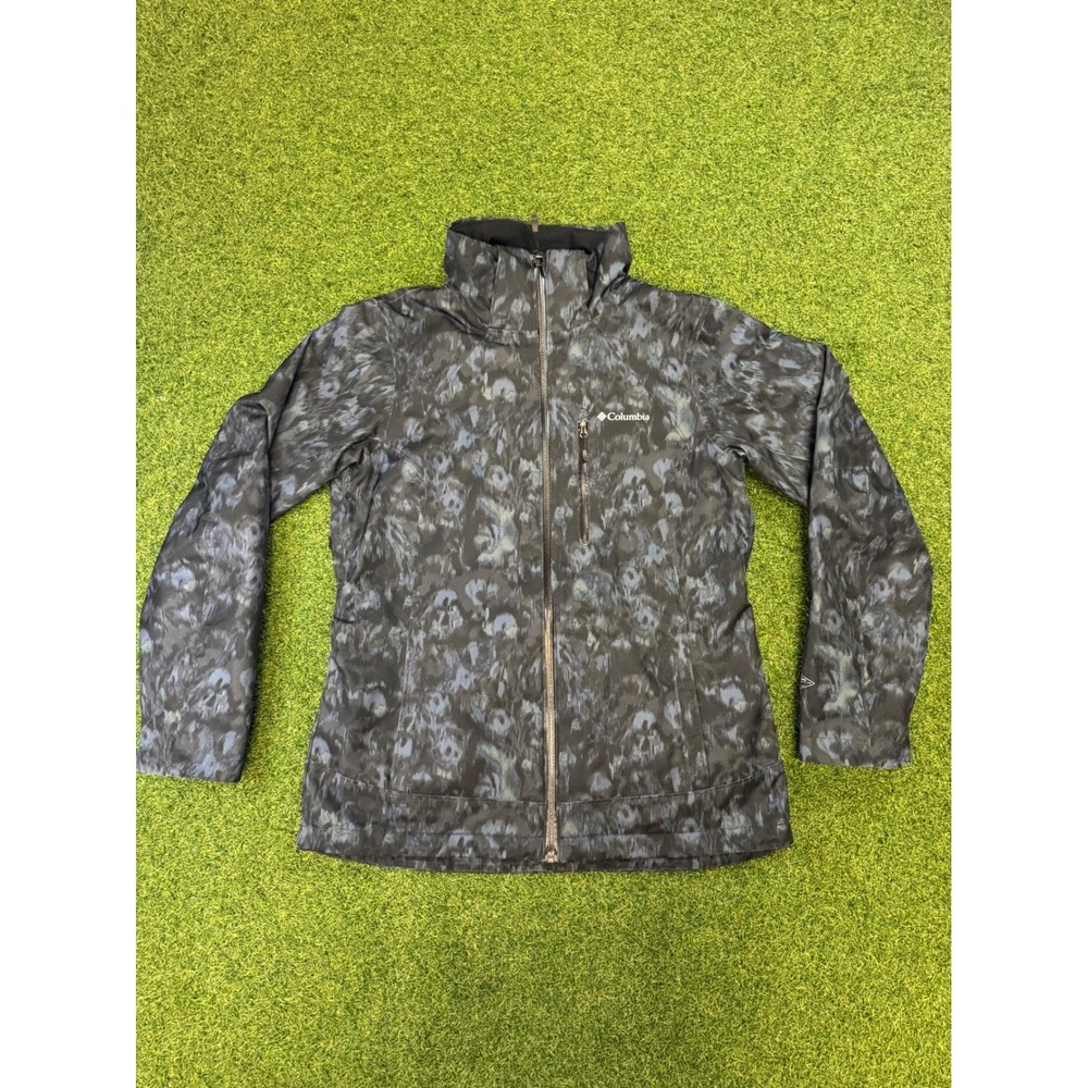 Columbia Interchange Shell Jacket Womens Medium Grey Blue Abstract Print Zip Up